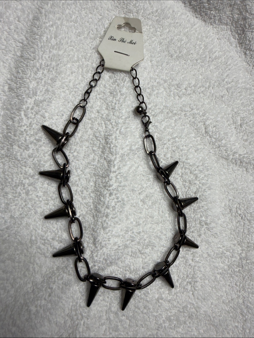 Spike Chain Necklace - Black - Unbranded
